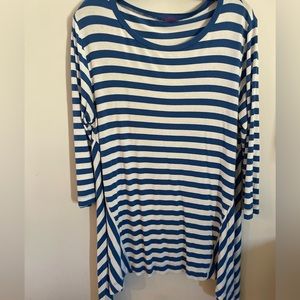 Women’s tunic blue and white shirt